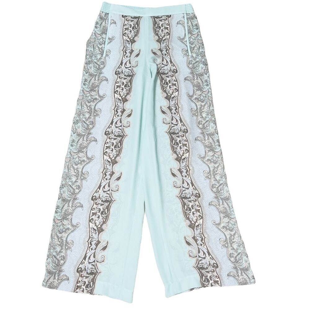 BCBGMaxazria Joan Woven Palazzo Pants Aqua Blue Size XS